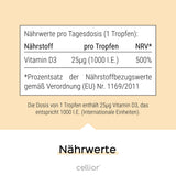 Vitamin D3 Tropfen 50ml (Mango) - 1000 IE, hochdosiert - JAHRESVORRAT