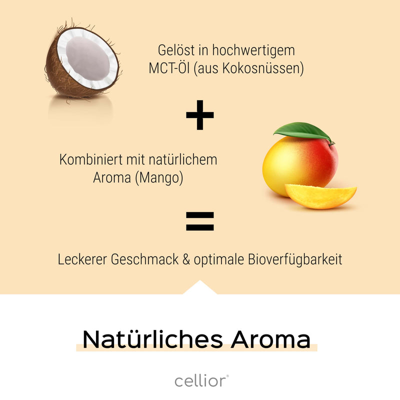 Vitamin-Set mit 1x Vitamin D3 Tropfen (Mango) und 1x Vitamin B12 Tropfen (Himbeere) - hochdosiert